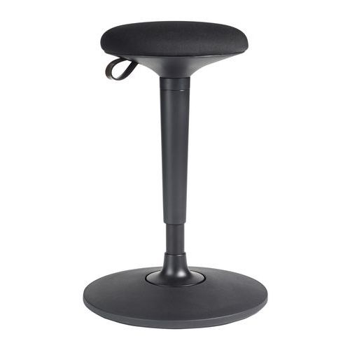 GGI - Tabouret Eskal Assis Debout - Assise Tissu Noir, Pied Noir, Réglable 60-85cm - Ergonomique, 5 Ans Garantie