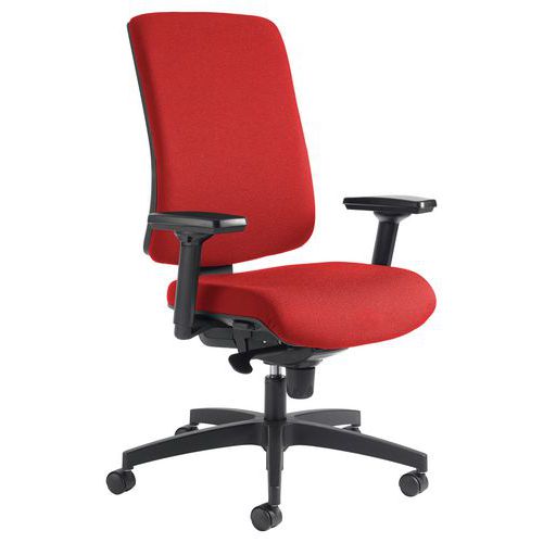 Fauteuil Oria Pied Noir Accoudoirs Dos Assise Rouge