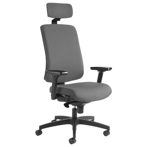 GGI - Fauteuil de bureau Oria - Gris - Ergonomique et réglable - Têtière et accoudoirs ajustables