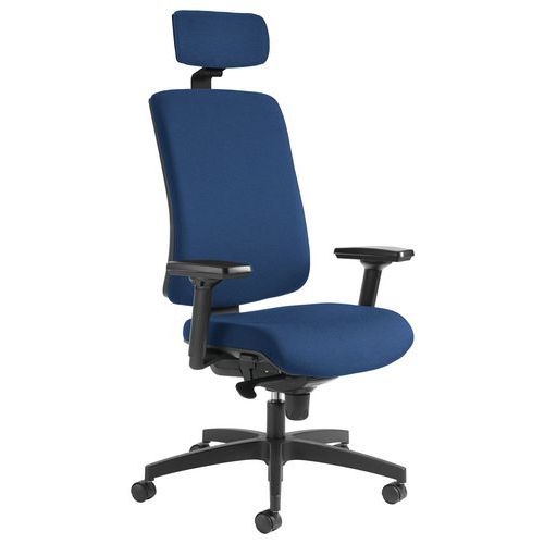 Fauteuil Oria Pied Noir Acc. Et Têtière Dos Assise Bleu