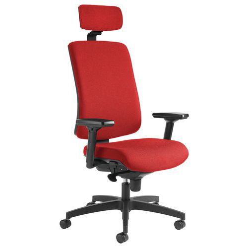 Fauteuil Oria Pied Noir Acc. Et Têtière Dos Assise Rouge