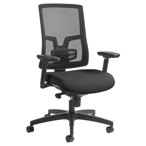 GGI - Fauteuil de bureau Oria - Noir - Ergonomique, dossier résille, réglage accoudoirs, renfort lombaire