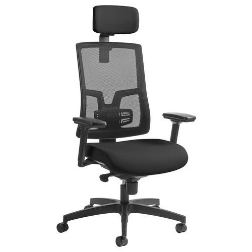 GGI - Fauteuil de bureau Oria résille - Noir - Ergonomique avec têtière et roulettes - Garantie 5 ans