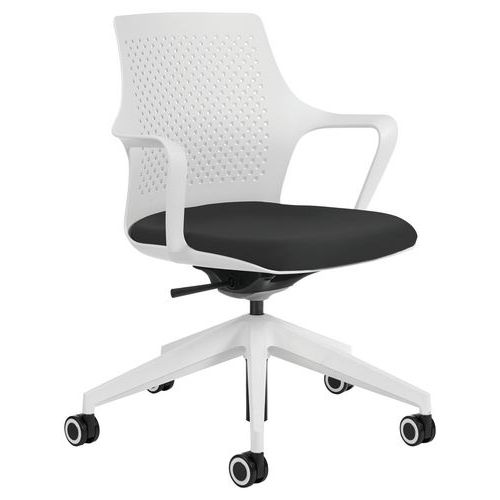 Fauteuil De Bureau Flash Dossier Blanc Assise Tissu Noir