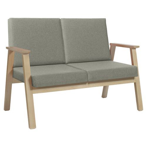 Canapé 2 Places Cadéo Hêtre Tissu Polyester Chiné Gris