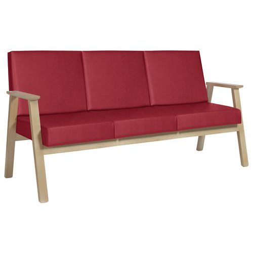 Canapé 3 Places Cadéo Hêtre Tissu Enduit Pvc Pivoine