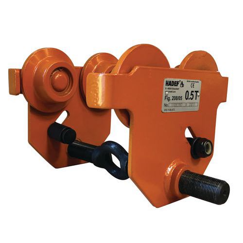Hadef - Chariot porte-palan à vis 1600 kg - Largeur réglable 66-220 mm - Roues Ø 90 mm - Pour palan manuel/électrique