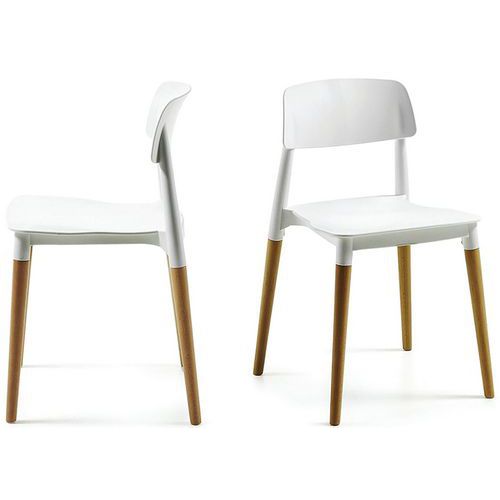 Chaises Glamwood Pied Hêtre Assise Blanche
