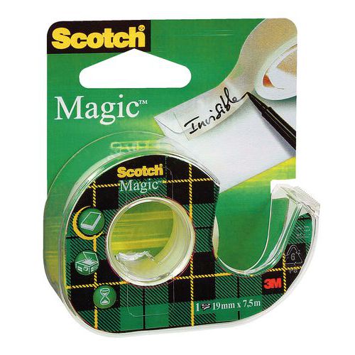 Scotch - Ruban adhésif Magic Invisible - 19mm x 7.5m Transparent - Fort pouvoir adhésif
