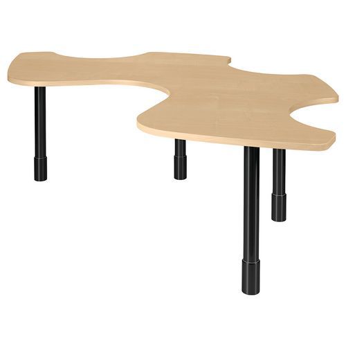 Sunset Creation - Table PMR 3+1 réglable stratifié érable/noir - 224.5x121.2x83 cm - Usage Collectivité