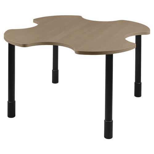Table Pmr Ø 140 Cm Réglable Stratifié - Pierre De Lune/noir