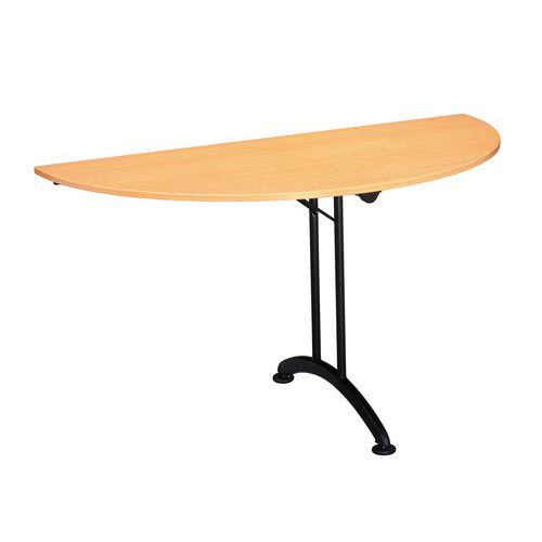 Table 1/2 Rond Pieds Pliants Diam 140 Hetre Pietement Noir