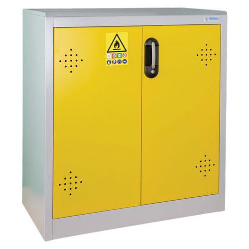 Trionyx - Armoire de sûreté 155L Jaune 2 portes - Pour produits dangereux CMR - Acier - Fermeture à clé
