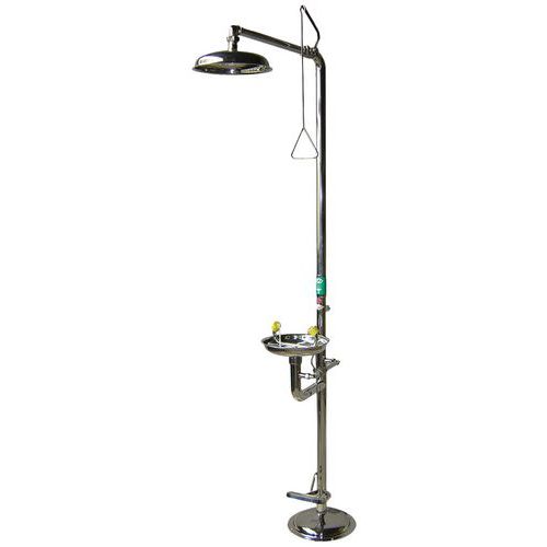 Trionyx - Combiné Douche Laveur Yeux Pédale Inox - Débit 11.5 L/min - Norme EN 15154-1/2