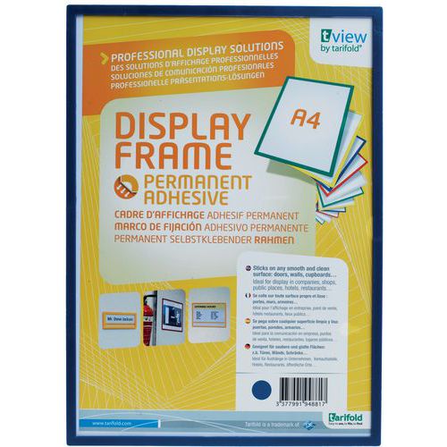 Cadres D'affichage Rigide - Adhésif Permanent - A4 - Bleu