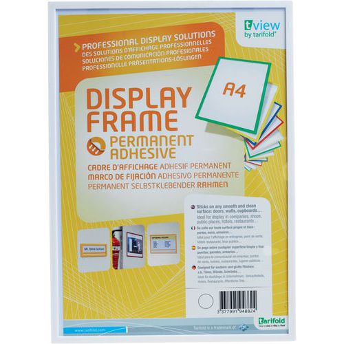 Cadres D'affichage Rigide - Adhésif Permanent - A4 - Blanc
