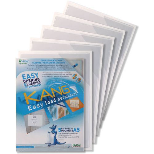 5 Pochettes Kang A5 - Adhésif Permanent - Fermeture Coin