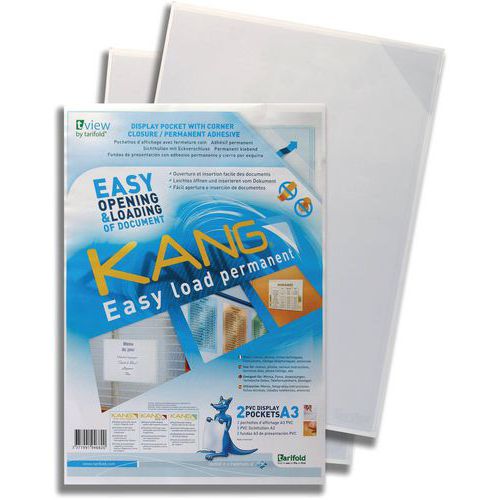 2 Pochettes Kang A3 - Adhésif Permanent - Fermeture Coin