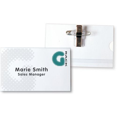 Porte-nom à Pince Combi - 40 X 75 Mm - Transparent X50