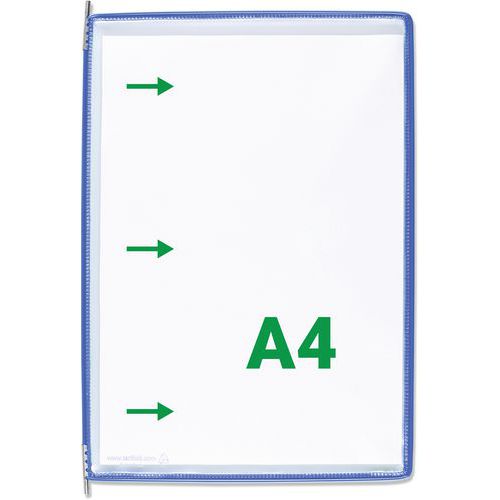 10 Poches à Pivots A4 Ouverture Grand Côté - Bleu