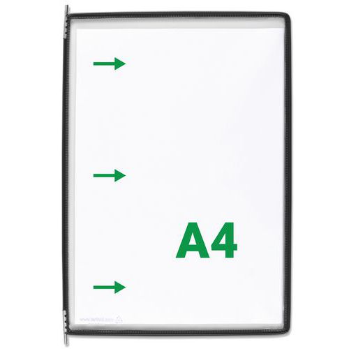 10 Poches à Pivots A4 Ouverture Grand Côté- Noir