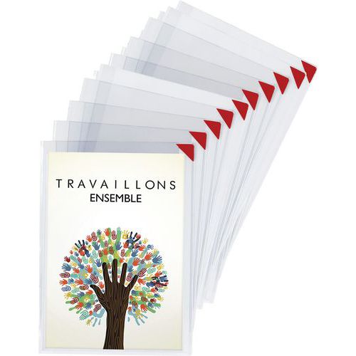 5 Pochettes Kang A4 - Adhésif Repositionnable - Coins Rouges