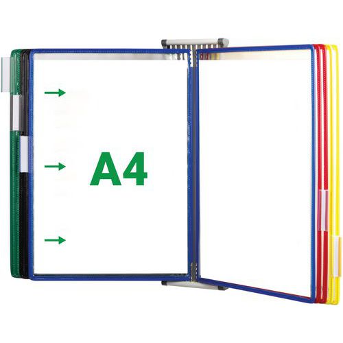 Kit Mural Métal 10 Poches A4 - Ouverture Intérieur - Assorti