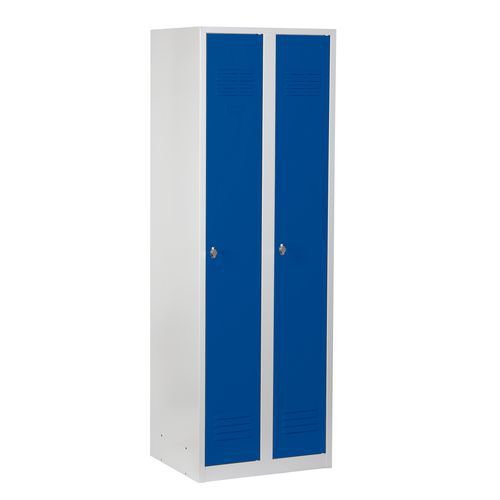 Vestiaire DURO VARIO soudé 2 colonnes - Acier bleu époxy - 1800x600x500mm - Livré monté