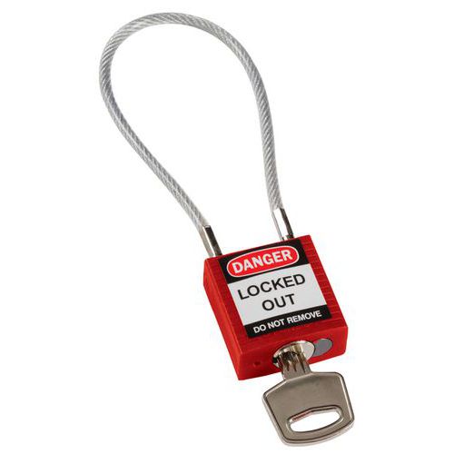 Brady - Cadenas de sécurité compact Rouge 20cm - Nylon/Acier - Retenue de clé - Système de condamnation
