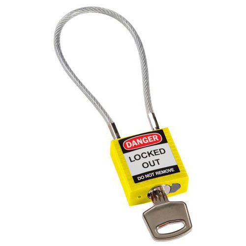Brady - Cadenas de sécurité compact Jaune 20cm - Nylon et Acier - Retenue de clé