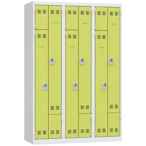 Vestiaire En L 3 Colonnes 400mm Moraillon Anis