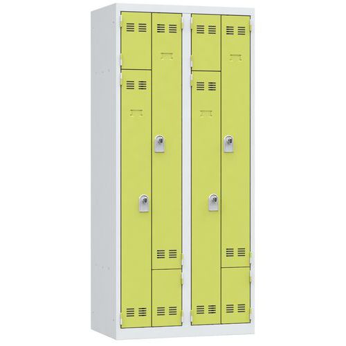 Vestiaire En L 2 Colonnes 400mm Moraillon Anis