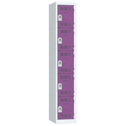 Vestiaire 1 Colonne 300mm 5 Cases Moraillon Prune