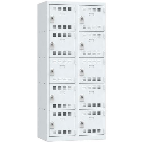 Vestiaire 2 Colonnes 400mm 5 Cases Moraillon Gris