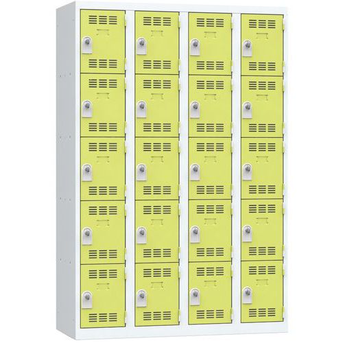 Vestiaire 4 Colonnes 300mm 5 Cases Moraillon Anis