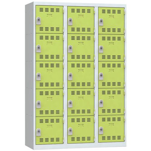 Vestiaire 3 Colonnes 400mm 5 Cases Moraillon Anis