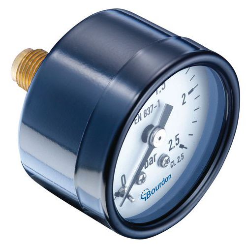 Bourdon - Manomètre Axial Ø 40mm 10 bars Raccord 1/8" - Remplissage Sec - Garantie 3 ans