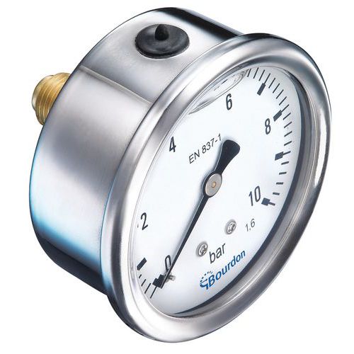 Bourdon - Manomètre Ø63mm 250 bars Axial avec remplissage - Raccord 1/4" - 3 ans garantie