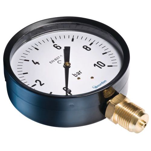 Bourdon - Manomètre Radial Ø100mm 10 bars - Raccord 1/2 pouce - Remplissage Sec - Garantie 3 ans