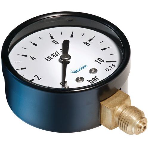 Bourdon - Manomètre ø 50mm 10 bars radial - Raccord 1/4 pouces - Remplissage sec - Garantie 3 ans