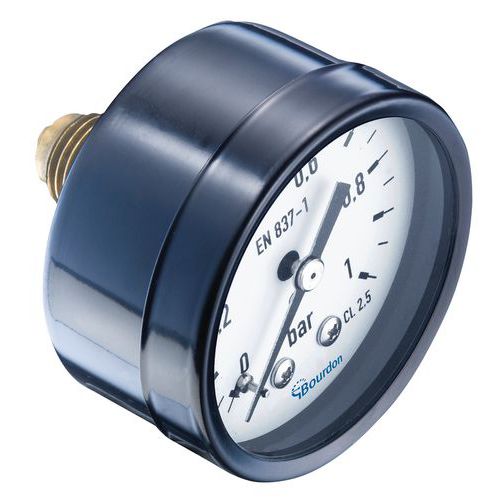 Bourdon - Manomètre Ø 50mm 10 bars Axial 1/4" Remplissage Sec - Garantie 3 ans