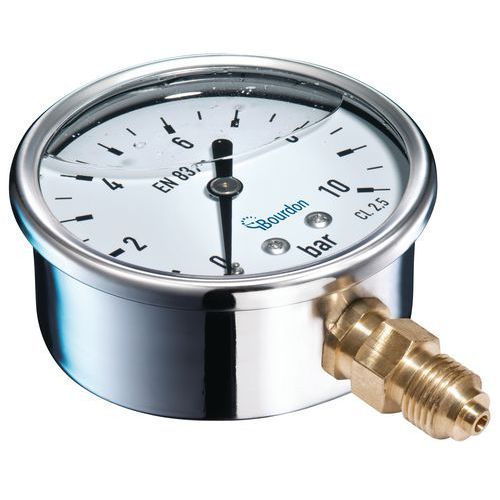 Bourdon - Manomètre Ø 63 mm 10 bars - Raccord 1/4" - Remplissage liquide - Garantie 3 ans