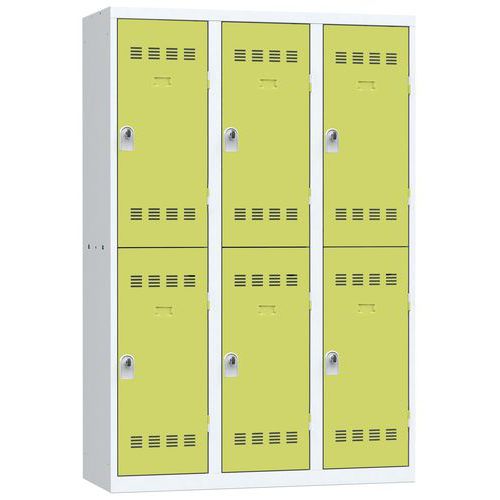 Vestiaire 3 Colonnes 400mm 2 Cases Moraillon Anis