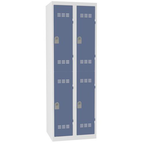 Vestiaire 2 Colonnes 300mm 2 Cases Clés Bleu