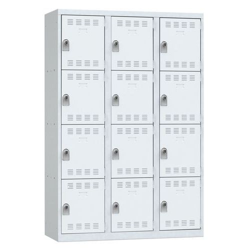 Vestiaire 3 Colonnes 400mm 4 Cases Moraillon Gris