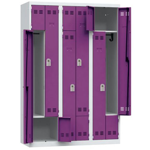 Vestiaire En L 3 Colonnes 400mm Clés Prune