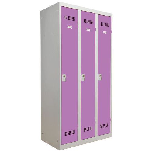 Vestiaire Industrie Propre 3 Colonnes 300mm Clés Prune
