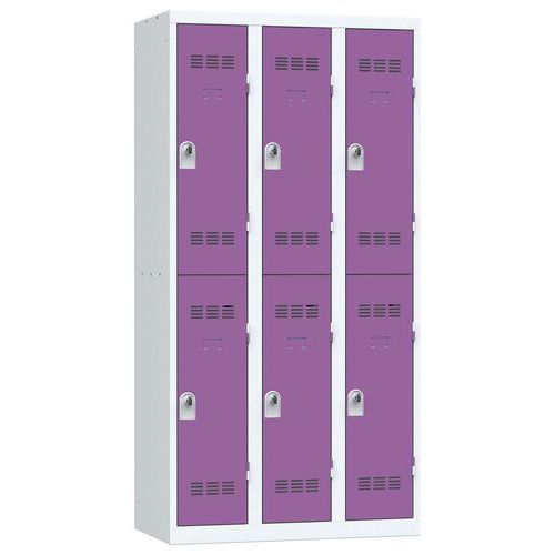 Vestiaire 3 Colonnes 300mm 2 Cases Moraillon Prune