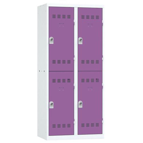 Vestiaire 2 Colonnes 400mm 2 Cases Moraillon Prune