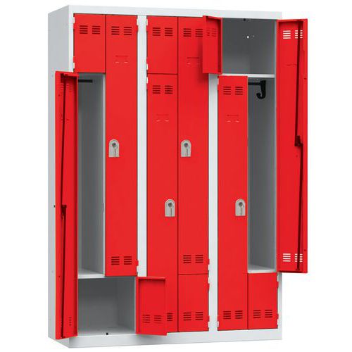 Vestiaire En L 3 Colonnes 400mm Clés Rouge